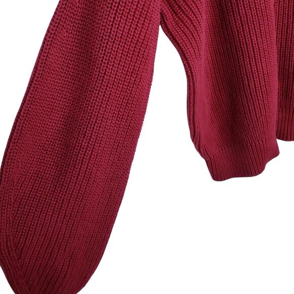 1.STATE Chevron Crewneck Sweater Berry Pink Navy 100% Cotton - Small - Picture 9 of 12